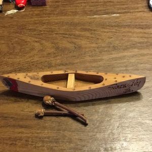 Handmade Wooden Canoe With Oars